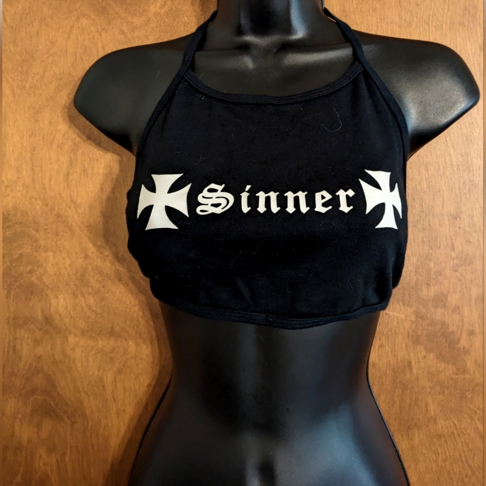 Vintage 90s goth Sinner halter top